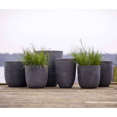 Capi Elegant Vase Low Waste Rib 34x46 cm Grey