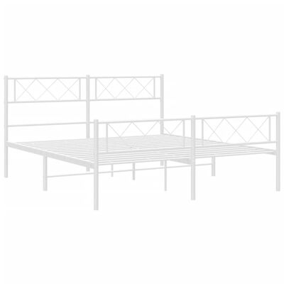 vidaXL Metal Bed Frame without Mattress with Footboard White 160x200 cm