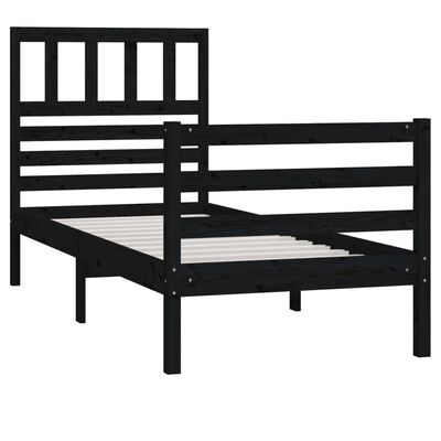 vidaXL Bed Frame Black Solid Wood 100x200 cm