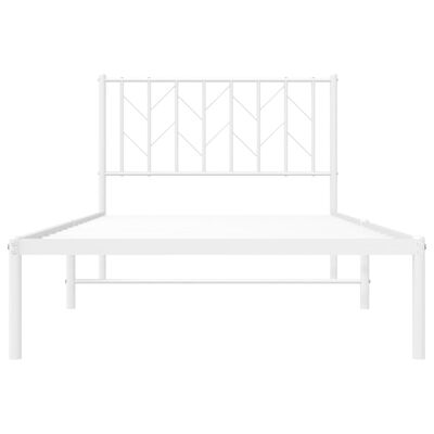 vidaXL Metal Bed Frame without Mattress with Headboard White 100x200 cm