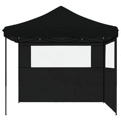 vidaXL Foldable Party Tent Pop-Up with 2 Sidewalls Black