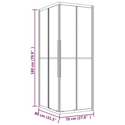 vidaXL Shower Cabin Frosted ESG 80x70x180 cm Black