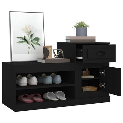 vidaXL Shoe Cabinet Black 100x42x60 cm Engineered Wood