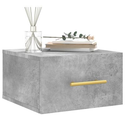 vidaXL Wall-mounted Bedside Cabinet Concrete Grey 35x35x20 cm