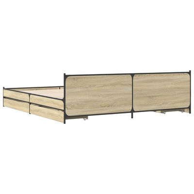 vidaXL Bed Frame with Drawers without Mattress Sonoma Oak 200x200 cm