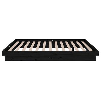 vidaXL Bed Frame without Mattress Black Solid Wood Small Double