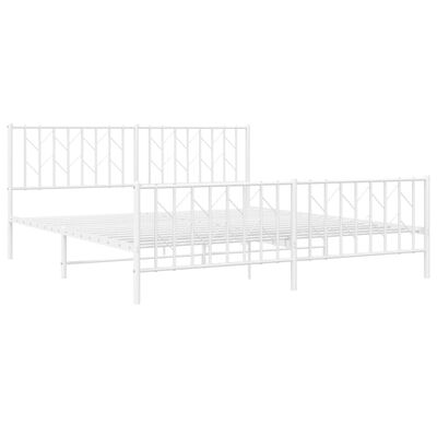 vidaXL Metal Bed Frame without Mattress with Footboard White 183x213 cm