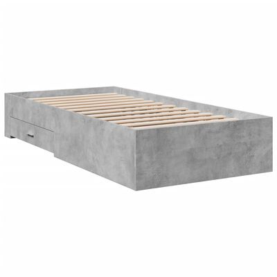 vidaXL Bed Frame with Drawers Concrete Grey 180x200 cm Super King Engineered Wood
