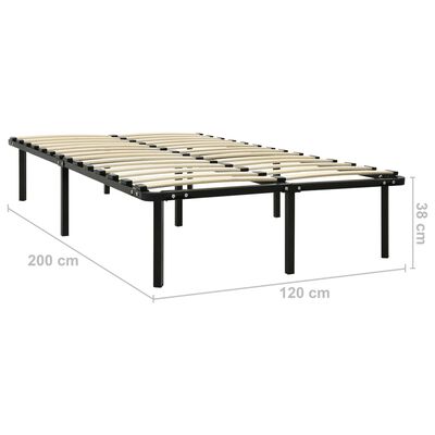 vidaXL Bed Frame without Mattress Black Metal 120x200 cm