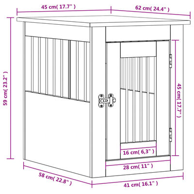 vidaXL Dog Crate Furniture Black 45x62x59 cm Engineered Wood