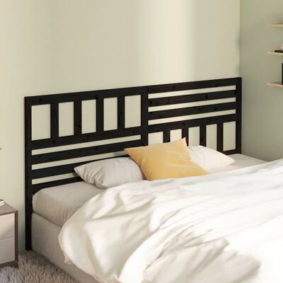 vidaXL Bed Headboard Black 186x4x100 cm Solid Wood Pine