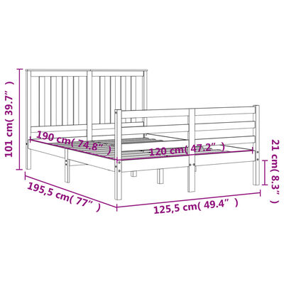 vidaXL Bed Frame without Mattress Small Double Solid Wood