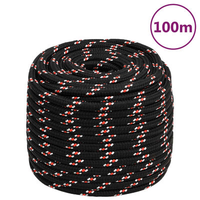 vidaXL Boat Rope Black 16 mm 100 m Polypropylene