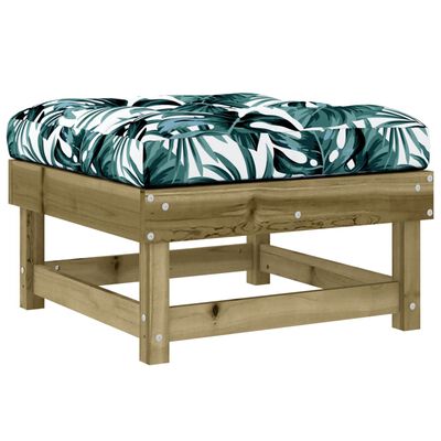 vidaXL Garden Footstool with Cushion Impregnated Wood Pine