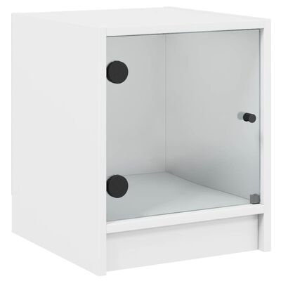 vidaXL Bedside Cabinets with Glass Doors 2 pcs White 35x37x42 cm