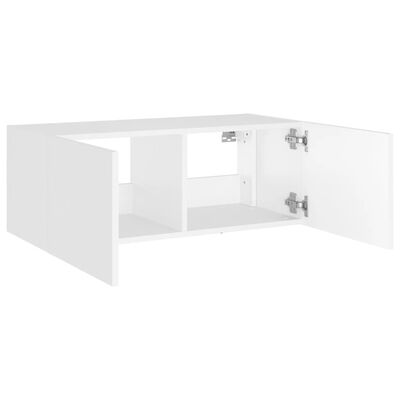 vidaXL TV Wall Cabinet with LED Lights White 80x35x31 cm