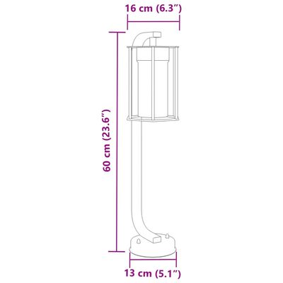 vidaXL Outdoor Floor Lamp Black 60 cm Stainless Steel