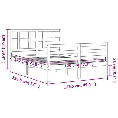 vidaXL Bed Frame without Mattress Small Double Solid Wood