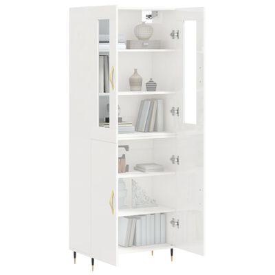 vidaXL Highboard High Gloss White 69.5x34x180 cm Engineered Wood