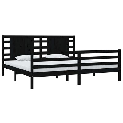 vidaXL Bed Frame without Mattress Black 200x200 cm Solid Wood Pine