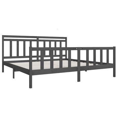 vidaXL Bed Frame without Mattress Grey Solid Wood 200x200 cm (810104+814116)