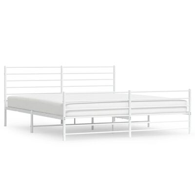 vidaXL Metal Bed Frame without Mattress with Footboard White 200x200 cm