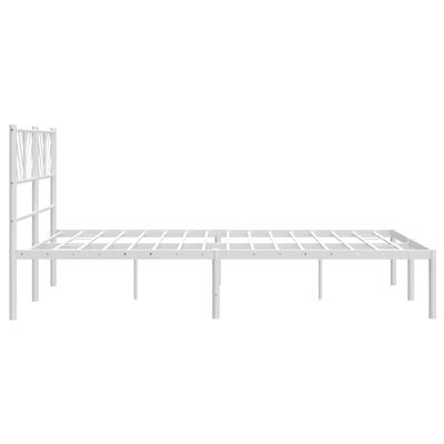 vidaXL Metal Bed Frame without Mattress with Headboard White 135x190 cm Double