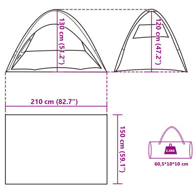 vidaXL Beach Tent Grey Waterproof