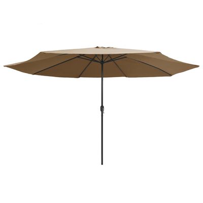 vidaXL Garden Parasol with Metal Pole 390 cm Taupe