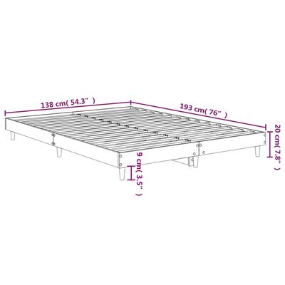 vidaXL Bed Frame without Mattress Sonoma Oak 135x190 cm Double Engineered Wood