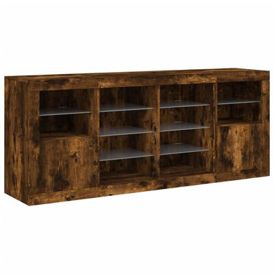 vidaXL Sideboard with LED Lights Smoked Oak 163x37x67 cm