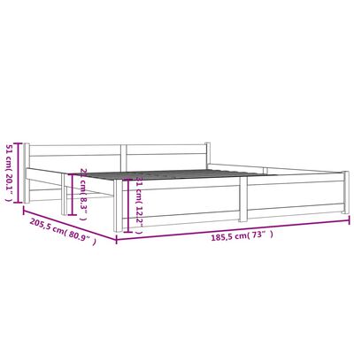 vidaXL Bed Frame without Mattress Solid Wood 180x200 cm Super King Size