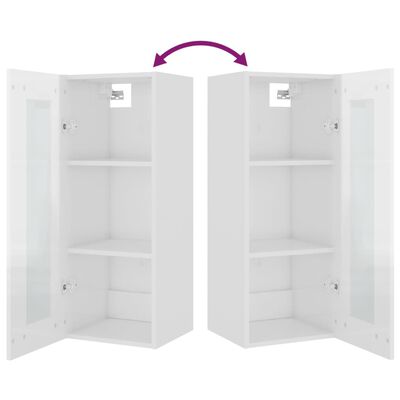 vidaXL Hanging Wall Cabinet High Gloss White 34.5x34x90 cm