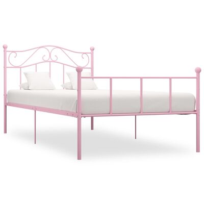 vidaXL Bed Frame without Mattress Pink Metal 90x200 cm