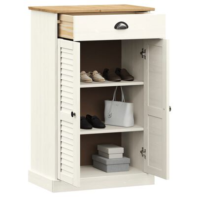 vidaXL Shoe Cabinet VIGO White 60x35x96 cm Solid Wood Pine