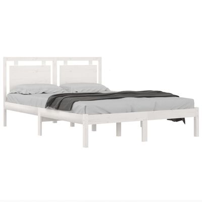 vidaXL Bed Frame without Mattress White 140x190 cm Solid Wood