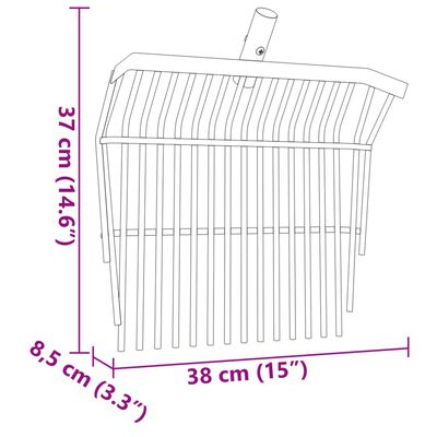 vidaXL Pitchfork Head with 14 Tines Black Steel