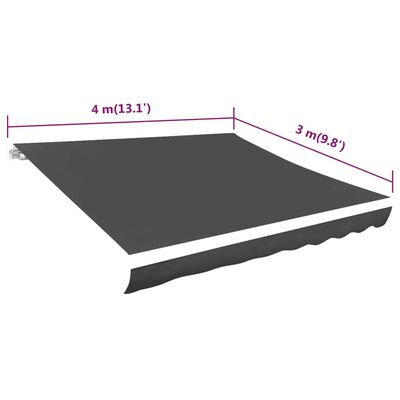 vidaXL Awning Top Sunshade Canvas Anthracite 400x300 cm