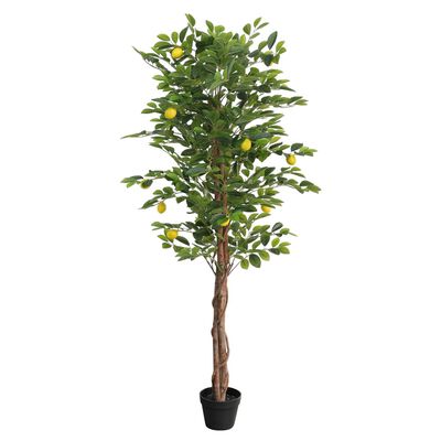 vidaXL Artificial Lemon Tree with 3 Trunks Green 180 cm PP