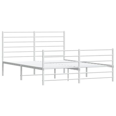 vidaXL Metal Bed Frame without Mattress with Footboard White 120x200 cm