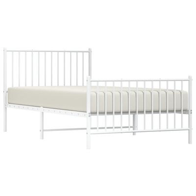 vidaXL Metal Bed Frame without Mattress with Footboard White 100x200 cm