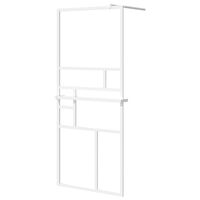 vidaXL Walk-in Shower Wall with Shelf White 90x195 cm ESG Glass&Aluminium