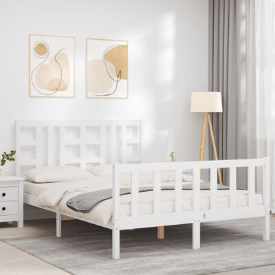 vidaXL Bed Frame without Mattress White 140x190 cm Solid Wood Pine