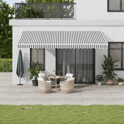 vidaXL Manual Retractable Awning with LED Anthracite&White 500x300 cm