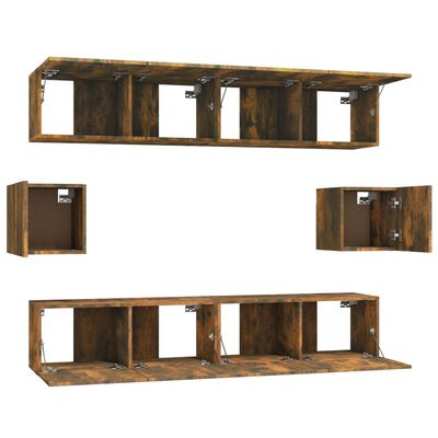 vidaXL 6 Piece TV Cabinet Set Smoked Oak Engineered Wood