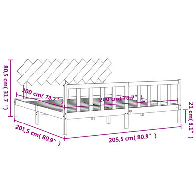 vidaXL Bed Frame without Mattress 200x200 cm Solid Wood Pine