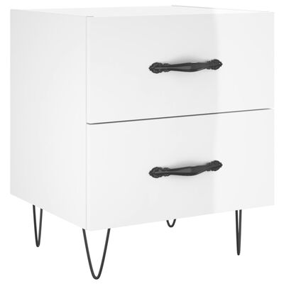 vidaXL Bedside Cabinet High Gloss White 40x35x47.5 cm Engineered Wood