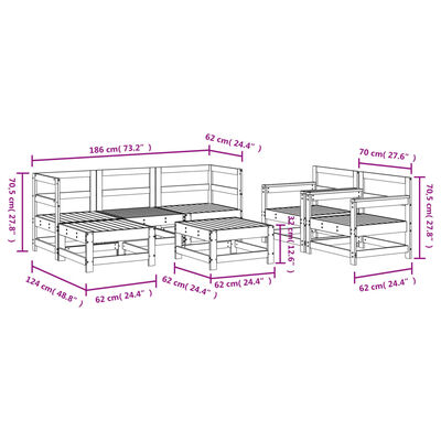 vidaXL 7 Piece Garden Lounge Set Impregnated Wood Pine