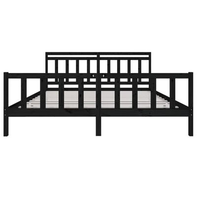 vidaXL Bed Frame without Mattress Black Solid Wood 200x200 cm (810106+814118)