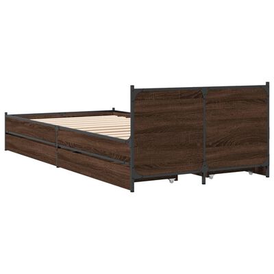 vidaXL Bed Frame with Drawers without Mattress Brown Oak 75x190 cm Small Single